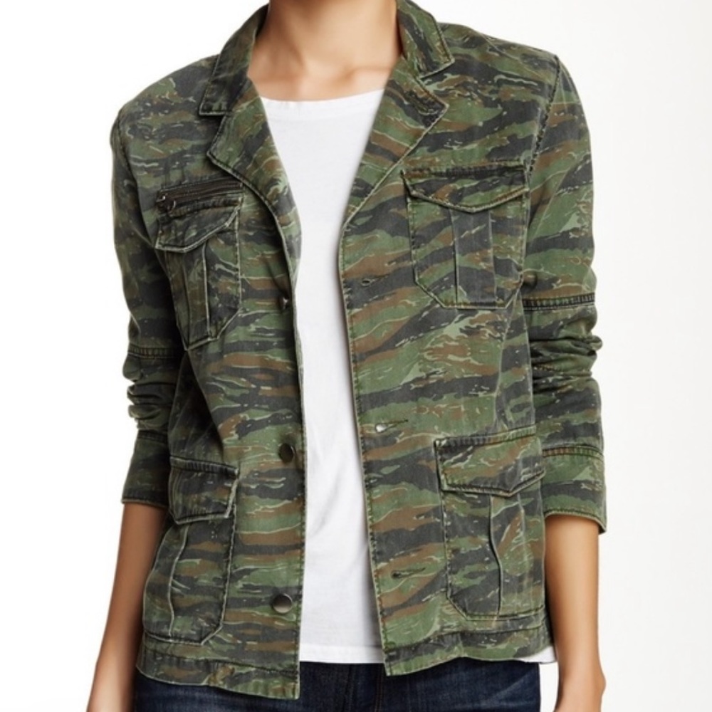 PAM & GELA Camo Army Utility Jacket Tencel Size Small Oversized Coat Cam…
